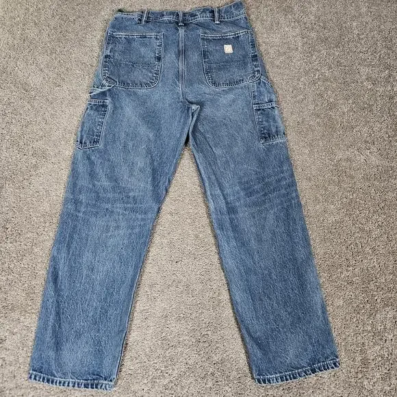 American Eagle Jeans Mens 30X28 (Tag 30X32) Blue Carpenter Double Knee Skater - Picture 2 of 13